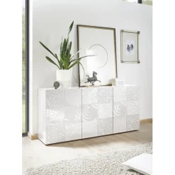 3S. x Home Buffet 3 portes MIRO laqué blanc brillant Discount