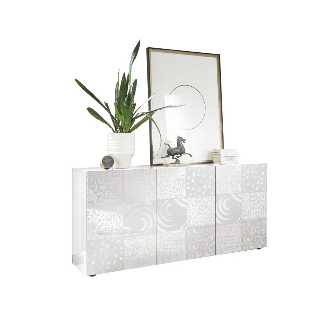 3S. x Home Buffet 3 portes MIRO laqué blanc brillant Discount