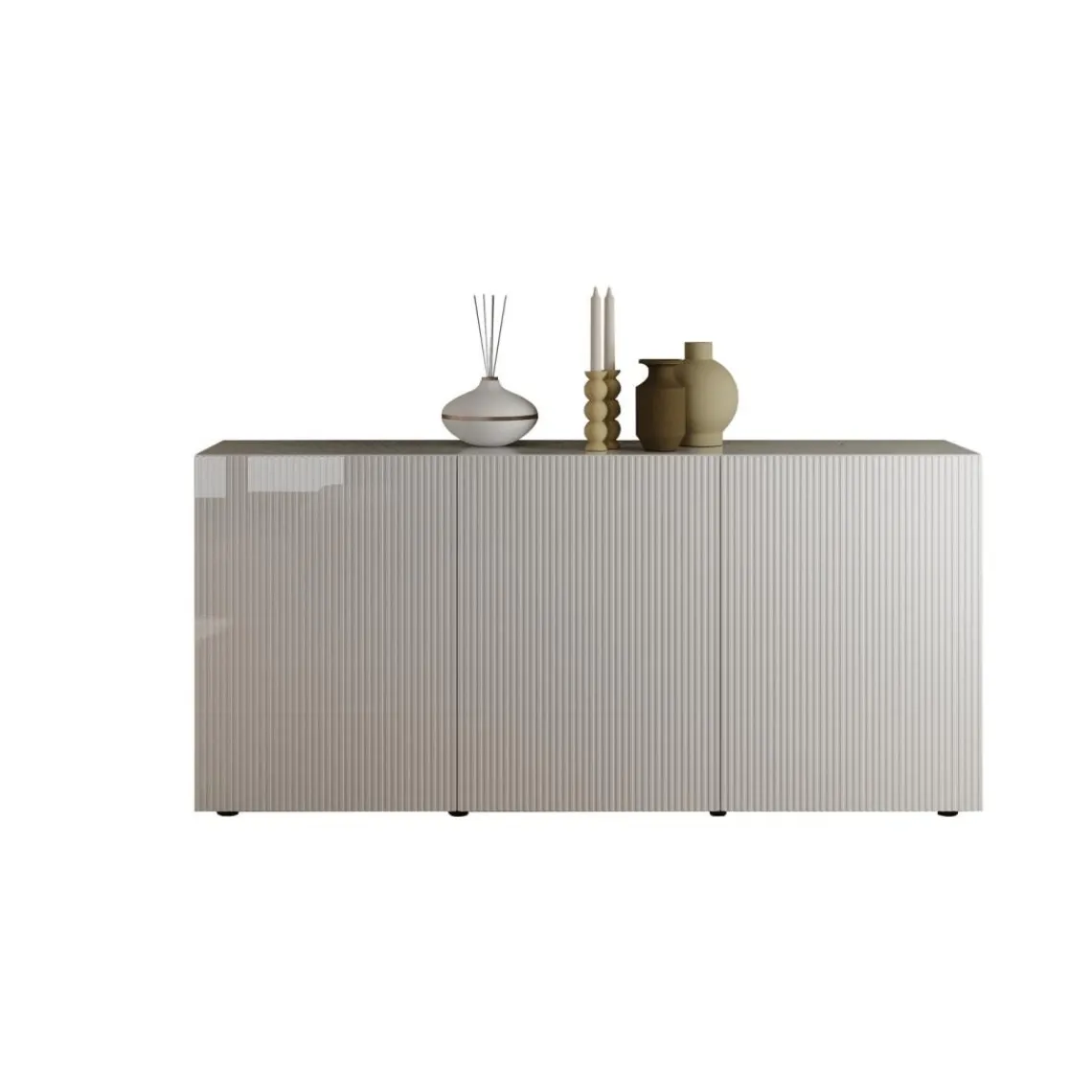 3S. x Home Buffet 3 portes RIO blanc laqué brillant Outlet