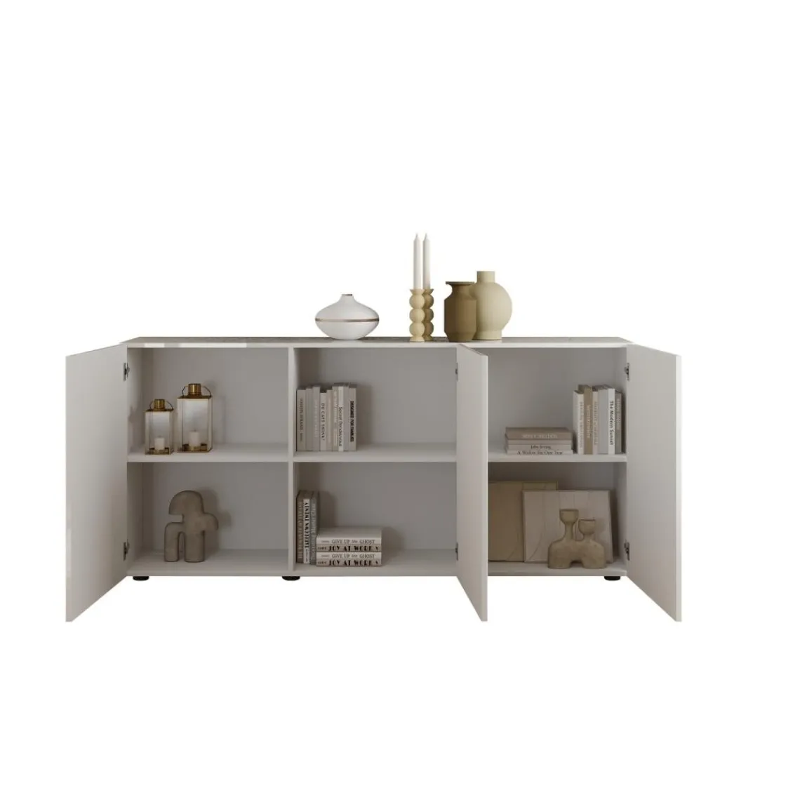 3S. x Home Buffet 3 portes RIO blanc laqué brillant Outlet