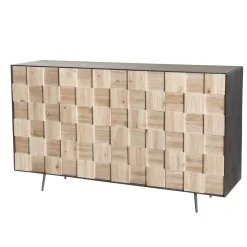 Macabane Buffet 4 portes Sapin et pieds métal CARLA Best