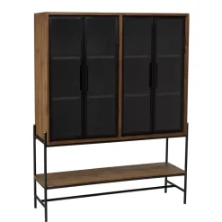 Macabane Buffet 4 portes vitrées 6 étagères 1 niche Outlet