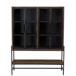 Macabane Buffet 4 portes vitrées 6 étagères 1 niche Outlet