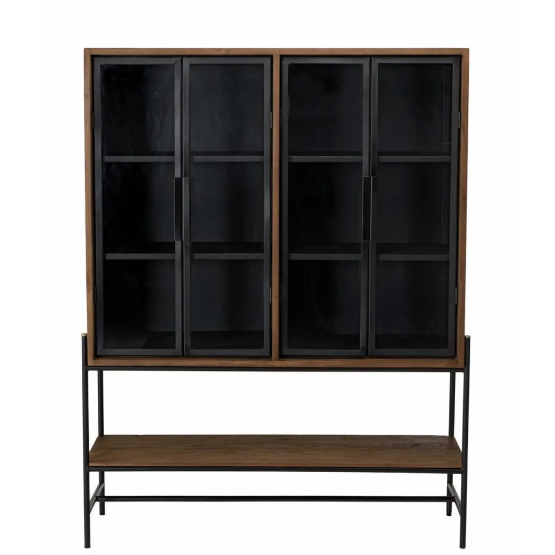 Macabane Buffet 4 portes vitrées 6 étagères 1 niche Outlet