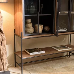 Macabane Buffet 4 portes vitrées 6 étagères 1 niche Outlet