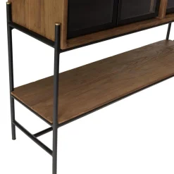 Macabane Buffet 4 portes vitrées 6 étagères 1 niche Outlet