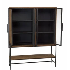 Macabane Buffet 4 portes vitrées 6 étagères 1 niche Outlet