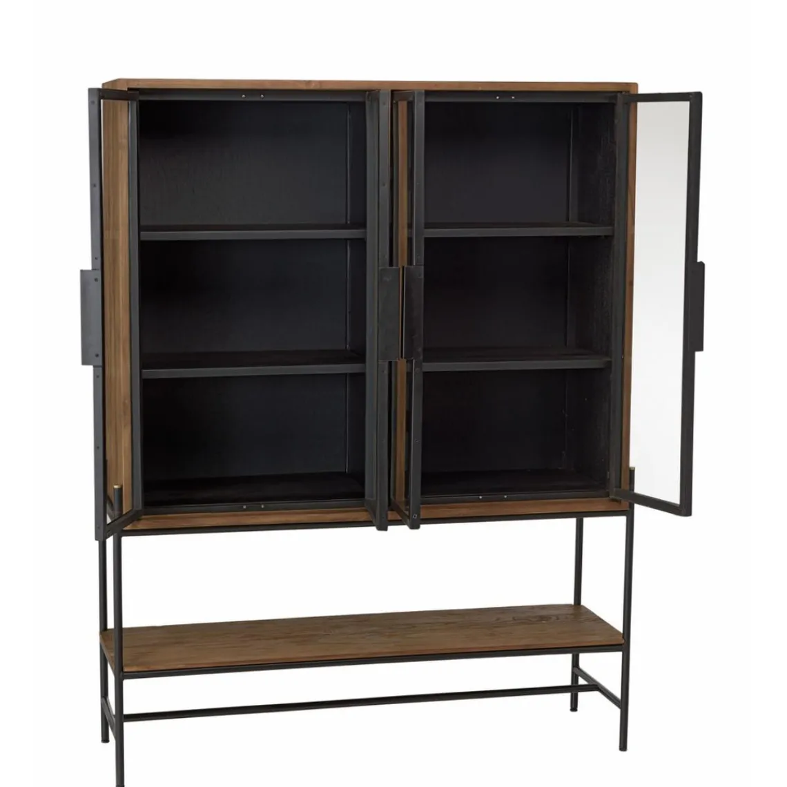 Macabane Buffet 4 portes vitrées 6 étagères 1 niche Outlet