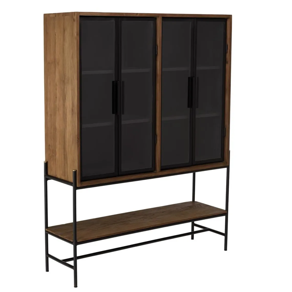 Macabane Buffet 4 portes vitrées 6 étagères 1 niche Outlet