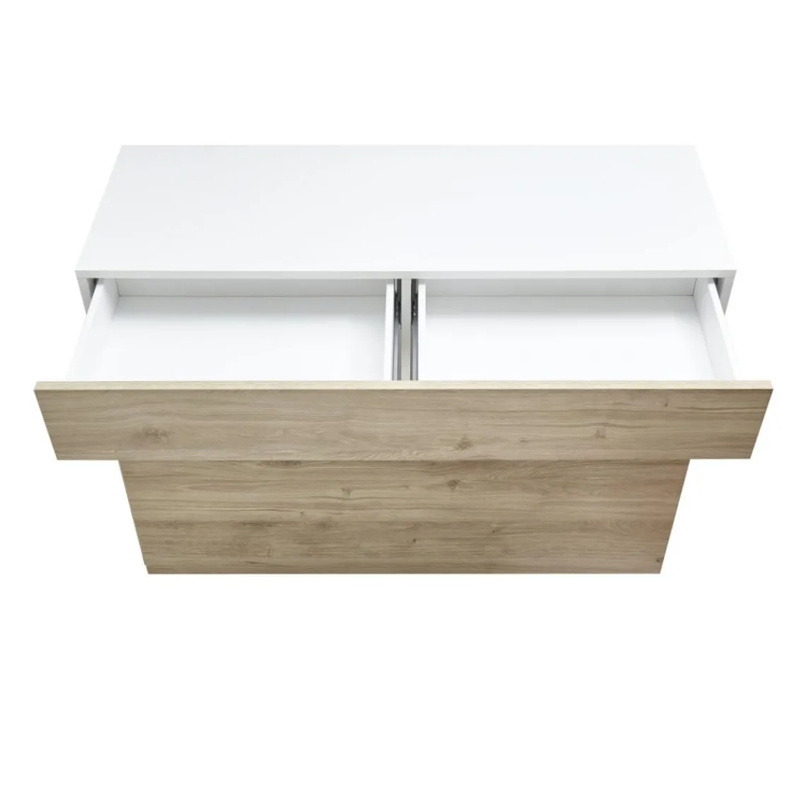 3S. x Home Buffet 1 tiroir et 1 abattant SORANO blanc et facades décor chene Hot