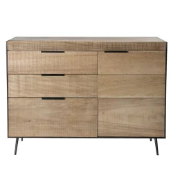 Macabane Buffet 3 tiroirs 1 porte teck et pieds métal CARLA Online