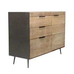 Macabane Buffet 3 tiroirs 1 porte teck et pieds métal CARLA Online