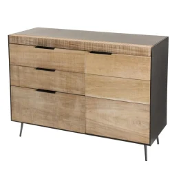 Macabane Buffet 3 tiroirs 1 porte teck et pieds métal CARLA Online