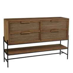 Macabane Buffet 4 tiroirs 1 étagère en bois de teck recyclé Best