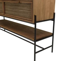 Macabane Buffet 4 tiroirs 1 étagère en bois de teck recyclé Best