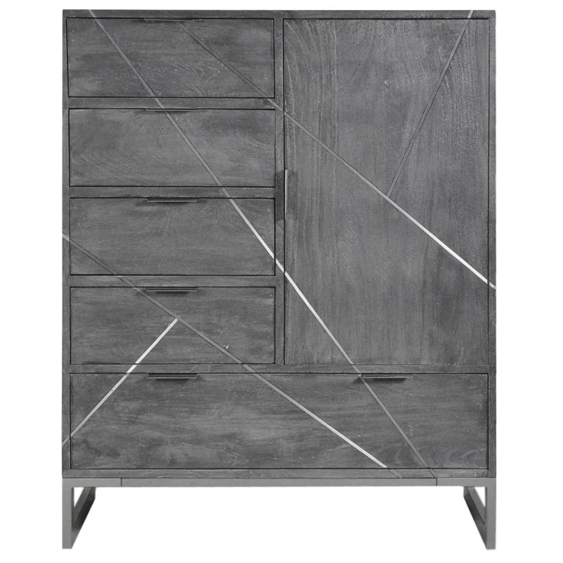 3S. x Home Buffet 5 Tiroirs Et 1 Porte Tina Gris Sale