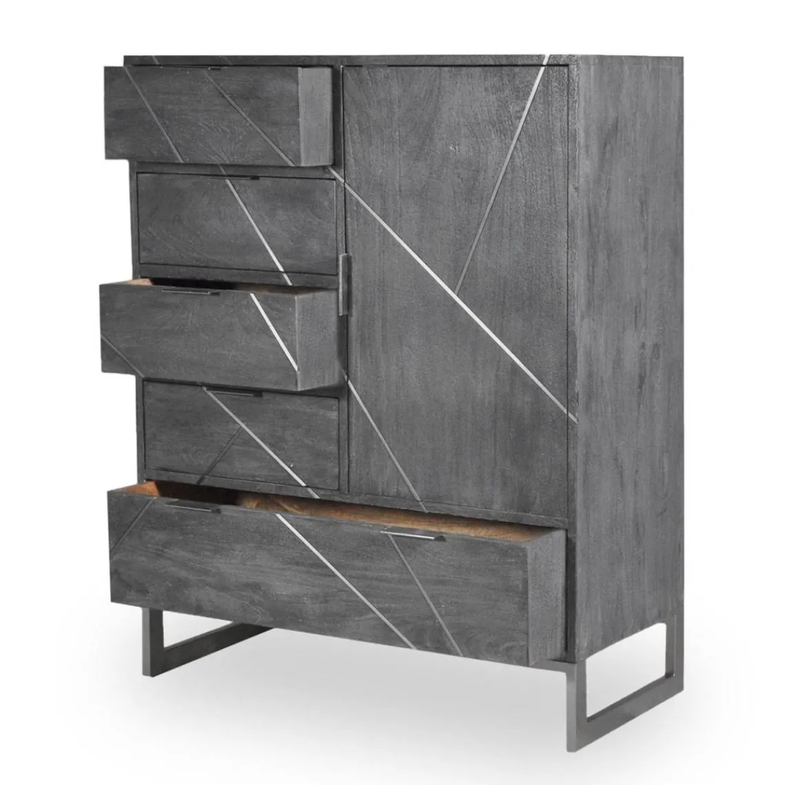 3S. x Home Buffet 5 Tiroirs Et 1 Porte Tina Gris Sale