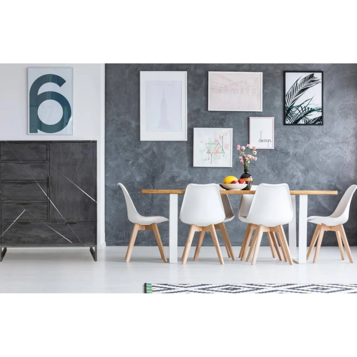 3S. x Home Buffet 5 Tiroirs Et 1 Porte Tina Gris Sale