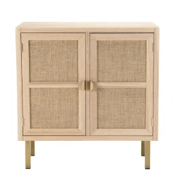 Macabane Buffet ALINE 2 Portes Toile De Jute Pieds Métal Doré Clearance