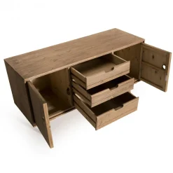 Macabane Buffet ANDY Scandi Bois 2 Portes 3 Tiroirs Sapin New