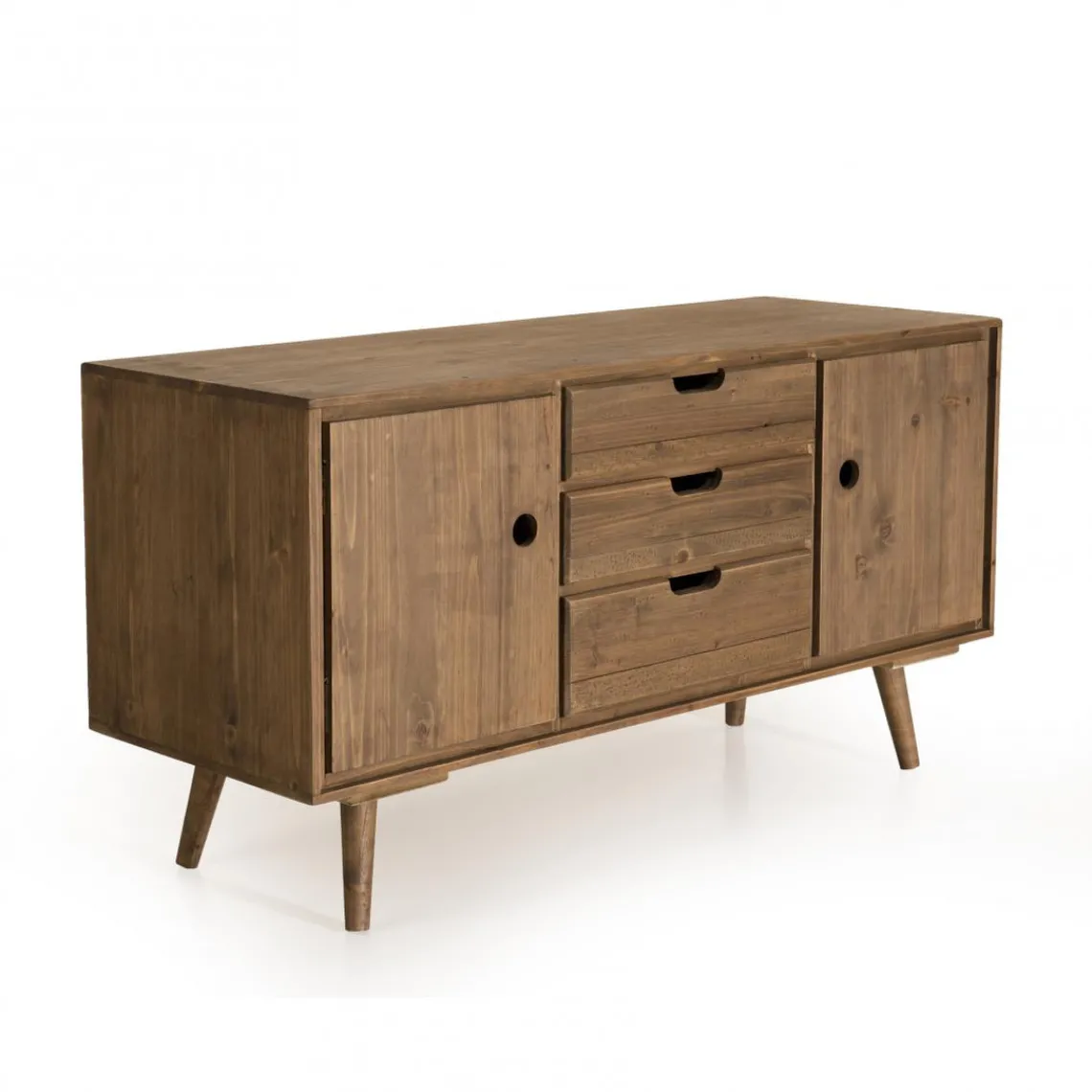 Macabane Buffet ANDY Scandi Bois 2 Portes 3 Tiroirs Sapin New