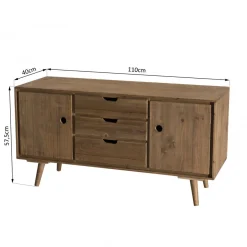 Macabane Buffet ANDY Scandi Bois 2 Portes 3 Tiroirs Sapin New