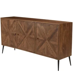 Macabane Buffet bois 3 portes symétriques pieds métal KIARA Online