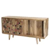 Macabane Buffet bois Manguier 160x45cm 2 portes coulissantes 1 étagère Jodhpur Best