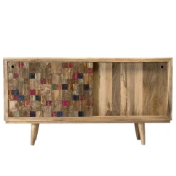 Macabane Buffet bois Manguier 160x45cm 2 portes coulissantes 1 étagère Jodhpur Best