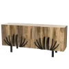 Macabane Buffet bois Manguier 177x45cm 4 portes 2 étagères déco branches pieds métal Bangalore Clearance
