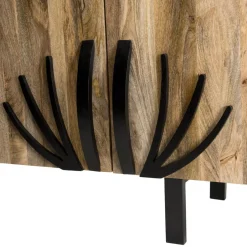 Macabane Buffet bois Manguier 177x45cm 4 portes 2 étagères déco branches pieds métal Bangalore Clearance