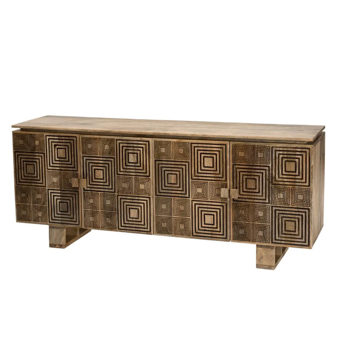 Macabane Buffet bois Manguier 177x45cm 4 portes 2 étagères Goa Clearance