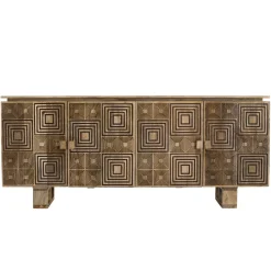 Macabane Buffet bois Manguier 177x45cm 4 portes 2 étagères Goa Clearance