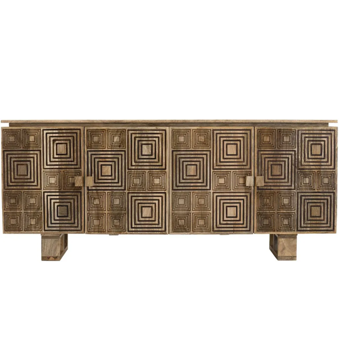 Macabane Buffet bois Manguier 177x45cm 4 portes 2 étagères Goa Clearance
