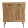 Macabane Buffet couleur naturel 2 tiroirs cannage 2 portes - RODRIGO New