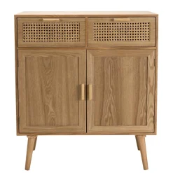 Macabane Buffet couleur naturel 2 tiroirs cannage 2 portes - RODRIGO New
