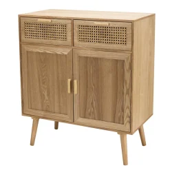 Macabane Buffet couleur naturel 2 tiroirs cannage 2 portes - RODRIGO New