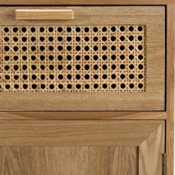 Macabane Buffet couleur naturel 2 tiroirs cannage 2 portes - RODRIGO New