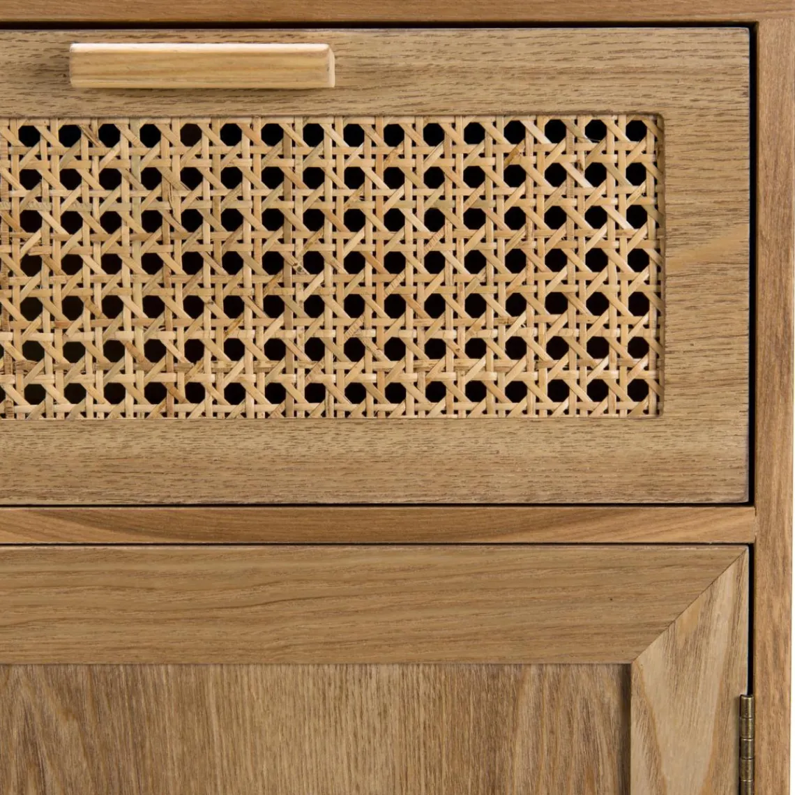Macabane Buffet couleur naturel 2 tiroirs cannage 2 portes - RODRIGO New
