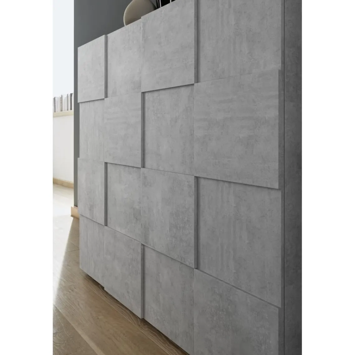 3S. x Home Buffet de cuisine 2 portes en bois DAMA décor beton Best