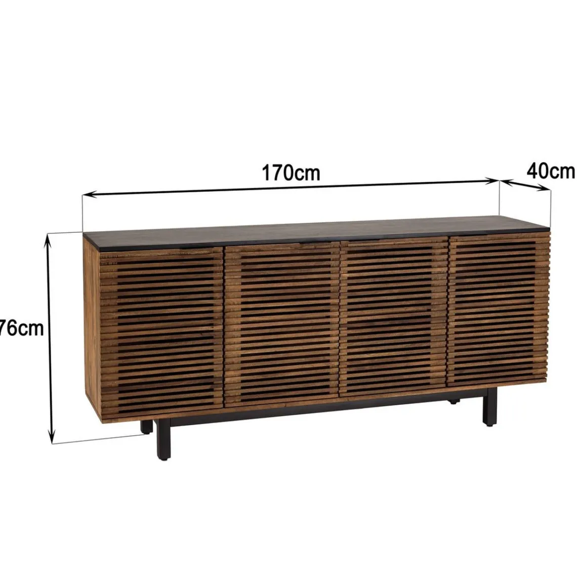 Macabane Buffet en bois de manguier 4 portes ajourées ALIX Hot