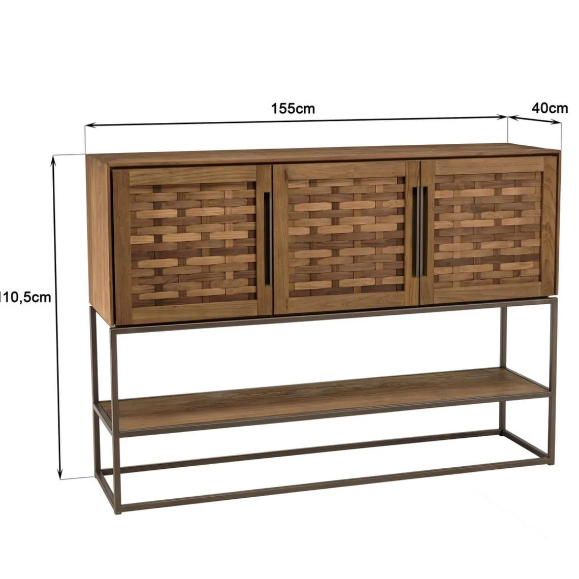 Macabane Buffet en bois de teck recyclé 3 portes Sale