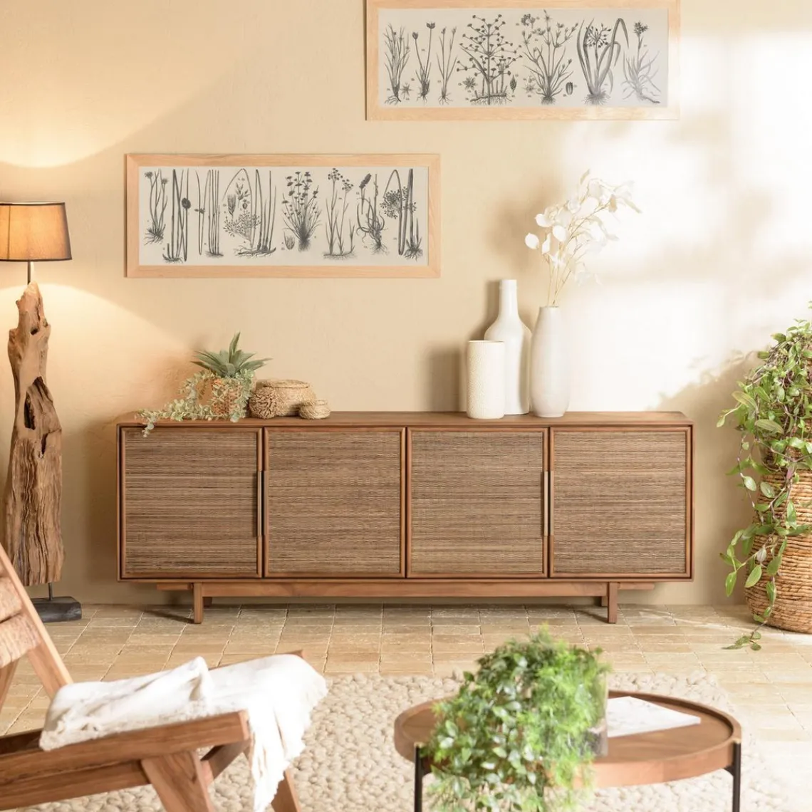 Macabane Buffet en bois de teck recyclé naturel 4 portes Hot