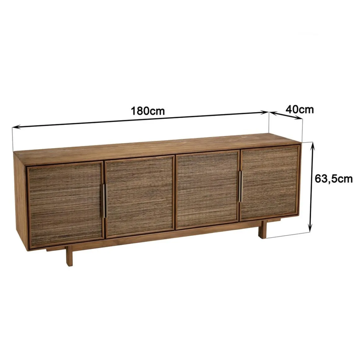 Macabane Buffet en bois de teck recyclé naturel 4 portes Hot