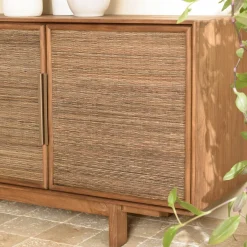 Macabane Buffet en bois de teck recyclé naturel 4 portes Hot