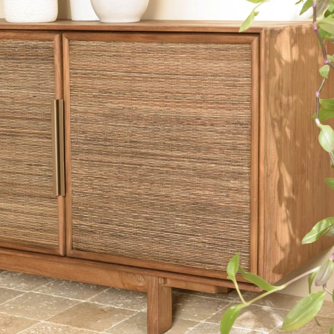 Macabane Buffet en bois de teck recyclé naturel 4 portes Hot