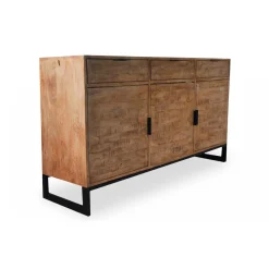 3S. x Home Buffet en Bois Massif Chêne Clair avec 3 portes et 3 Tiroirs FEELY