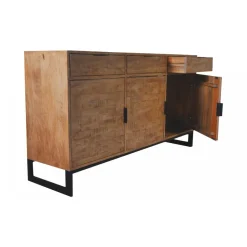 3S. x Home Buffet en Bois Massif Chêne Clair avec 3 portes et 3 Tiroirs FEELY