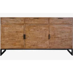 3S. x Home Buffet en Bois Massif Chêne Clair avec 3 portes et 3 Tiroirs FEELY