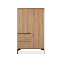 Calicosy Buffet Haut 2 Portes 2 Tiroirs et 2 étagères PLOCK Beige Best